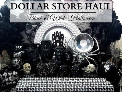 Dollar Store Haul ~ Dollar Tree & 99 Cents Store ~ BLACK & WHITE Halloween Decor ~ Cute & Creepy!