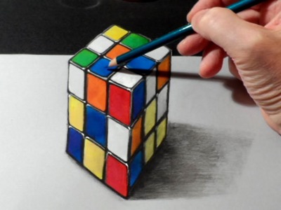Drawing Rubik's Cube, 3D Art Graphic