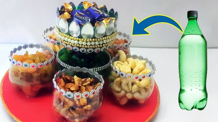 Easy Best Out of Waste : How to Reuse Plastic Bottle to make Dry Fruit Tray | Recycled Crafts