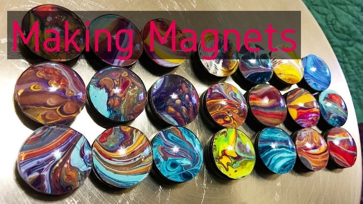Fluid Art MAGNETS made with Acrylic Poured Skins