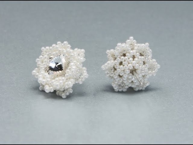 FREE Snowflakes Earrings Tutorial - How to bezel 10mm rivoli - Beading Tutorial by Sidonia