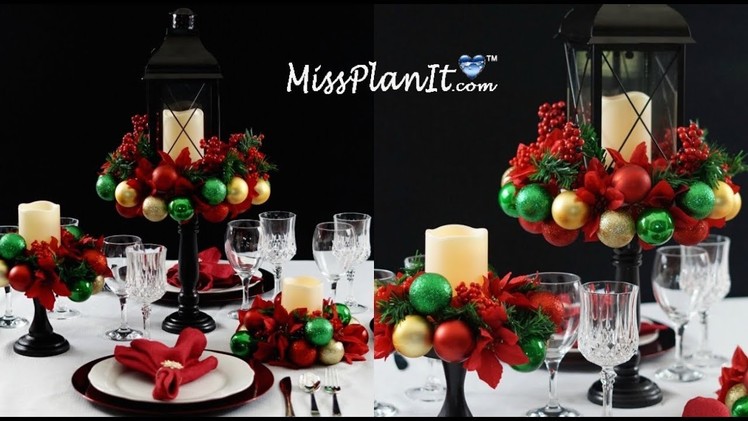 Holiday Ornament  Table Centerpiece Under $50!. DIY. How to Create this Holiday Table Centerpiece