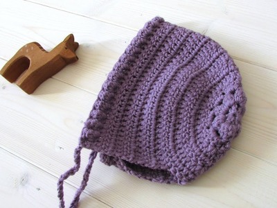 How to crochet a puff stitch flower baby bonnet. hat