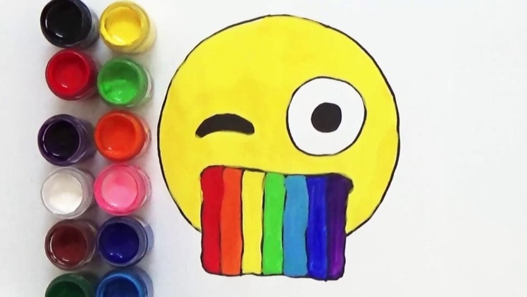 How to Draw and Color Puking Rainbows Emoji | Art For Kids | BoDraw