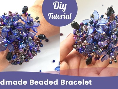 How to Make Beaded Bracelet with Crystals, Beads and Wire [Eng Subtitles]