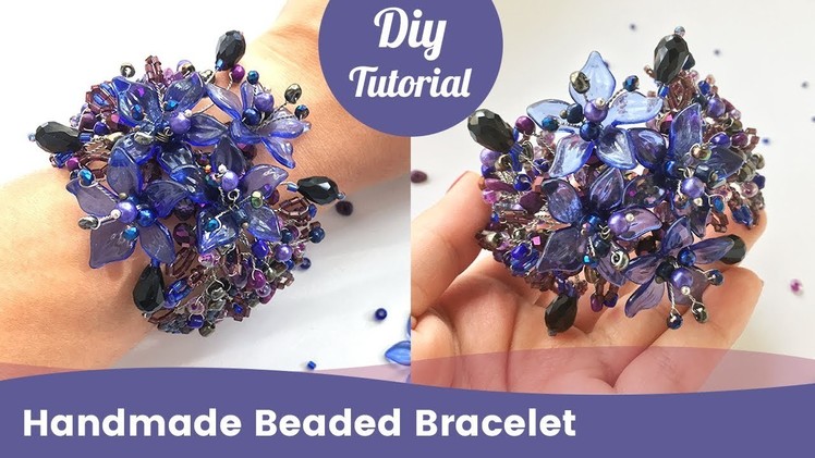 How to Make Beaded Bracelet with Crystals, Beads and Wire [Eng Subtitles]