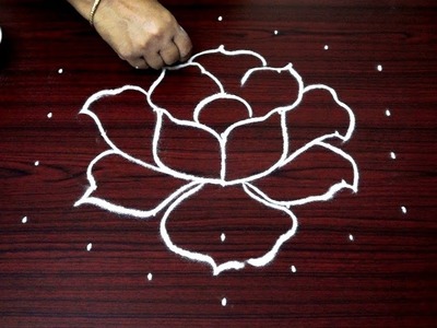 Latest simple flower rangoli designs with dots for beginners || easy kolam designs for diwali