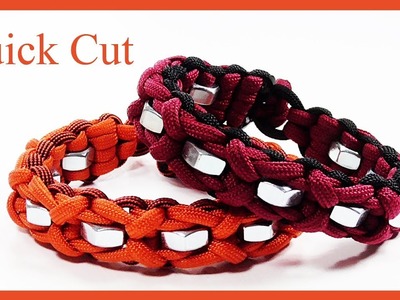 Paracord Bracelet: "Cloved Endless Falls" With Hex Nuts - Quick Cut
