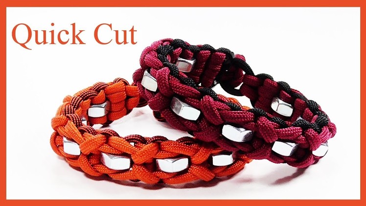 Paracord Bracelet: "Cloved Endless Falls" With Hex Nuts - Quick Cut
