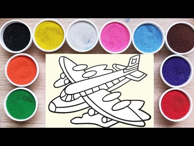Sand painting colors for Kids | How to make sand painting a colorful plane. Art Sand painting