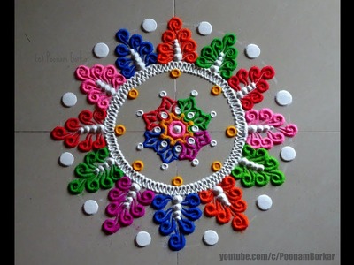 Small, quick and easy multicolored rangoli design | Innovative rangoli designs by Poonam Borkar
