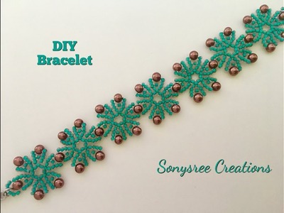 Snowflakes ❄️ Beaded Bracelet DIY