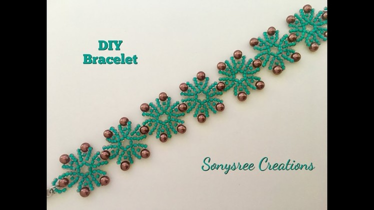 Snowflakes ❄️ Beaded Bracelet DIY