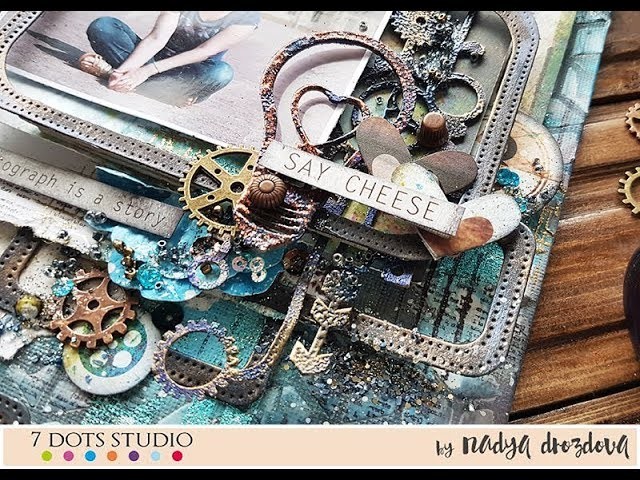 Step-by-Step tutorial Mixed-media canvas with Hazy Days paper collection for 7DotsStudio
