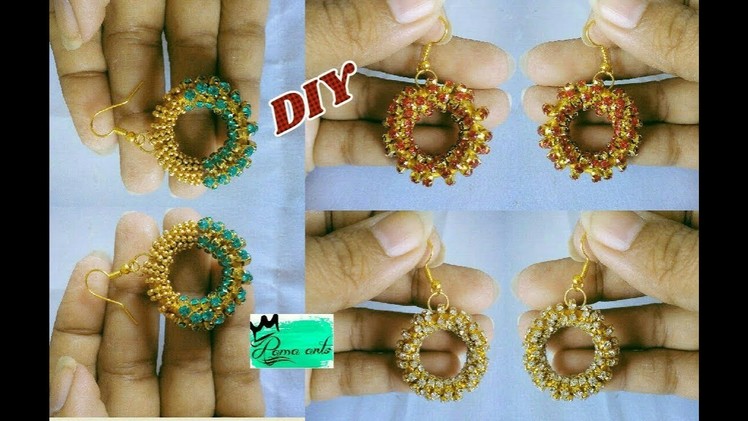 Stone lace earrings - How to make silk thread earrings | jewellery tutorials