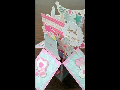 Sweet pink and blue card in a box birthday card