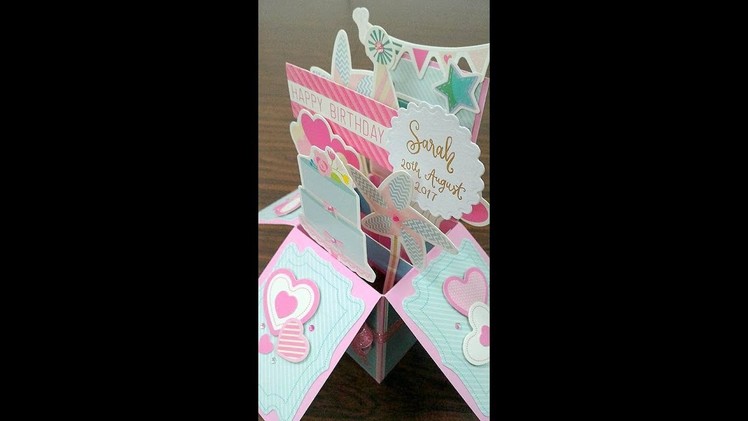 Sweet pink and blue card in a box birthday card