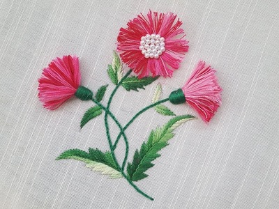 Tassel stitch | hand embroidery | unique flower embroidery design