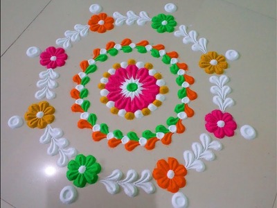 Very clean and beautiful diwali special rangoli design  by DEEPIKA PANT