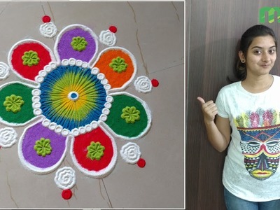 #146 Small Rangoli Design with Dots | Colorful Rangoli for Festivals like Diwali