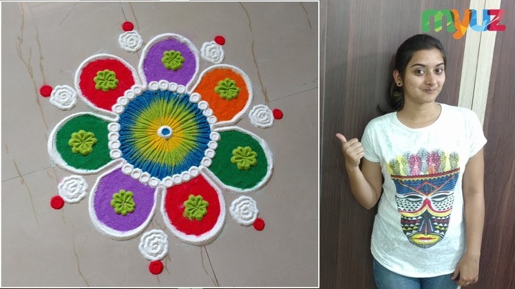 #146 Small Rangoli Design with Dots | Colorful Rangoli for Festivals like Diwali