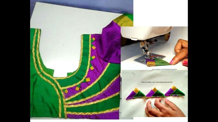 3 Triangles Designing Secret TECHNIQUE to make Designer Blouse, Churidar Neck, Saree Borders | - DIY
