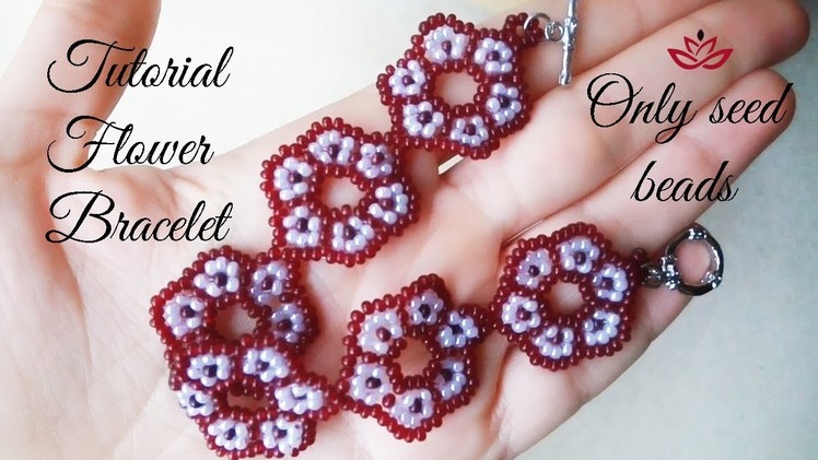 Beaded flower bracelet (only seed beads) - tutorial