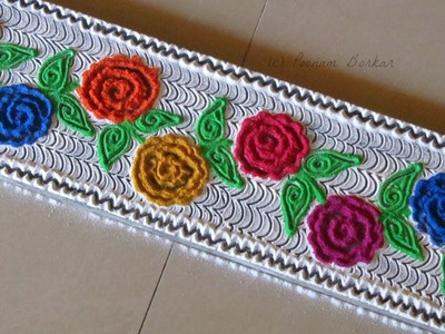 Beautiful multicolored roses border rangoli | Innovative rangoli designs by Poonam Borkar