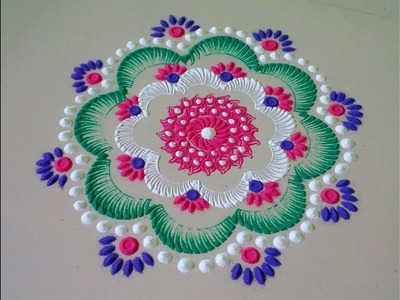 Beautiful recycle colour rangoli,rangoli design.