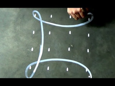 Beginners Sikku kolam design with 4 dots.Easy Rangoli