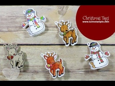 Christmas Tags feat. Zig Clean Color Real Brush Markers & Stampin'  UP! Season Chums Bundle
