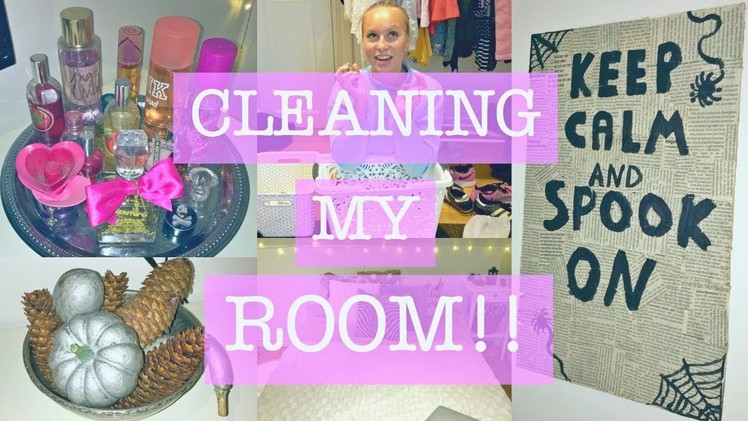 CLEANING AND ORGANIZING MY ROOM!! (HALLOWEEN EDITION)