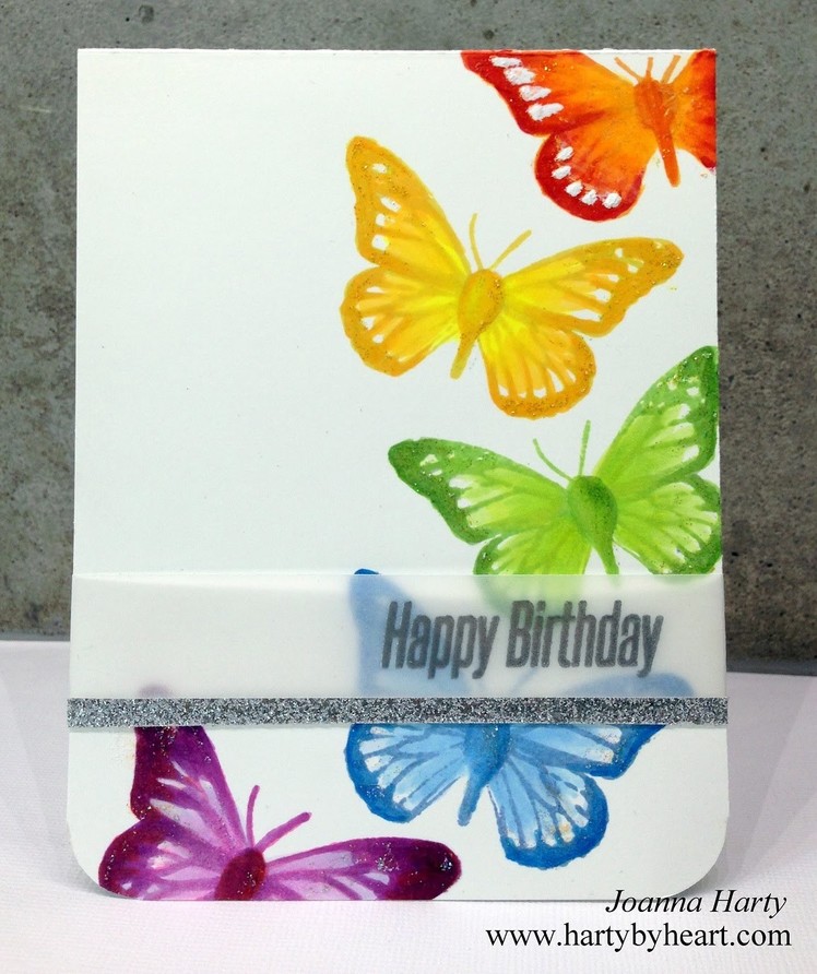 Colorful Happy Birthday card using matching Hero Arts ink and copics