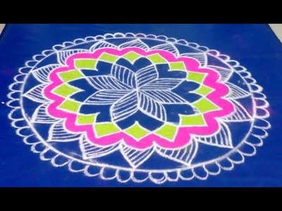 Diwali kolam with colors - Diwali rangoli designs with colours