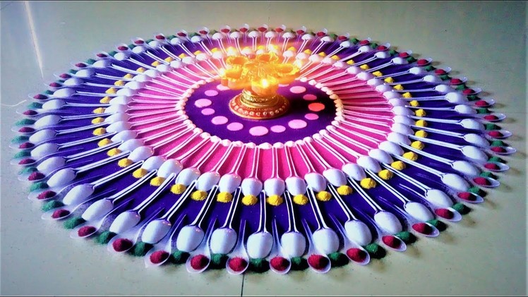 Diwali Special Rangoli Designs Using Spoon| Diwali Rangoli by Shital Mahajan.