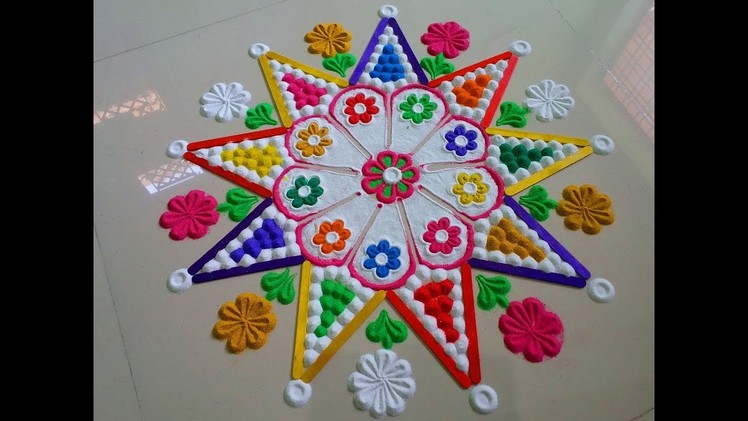 Diwali special very colourfull rangoli desion using sticks