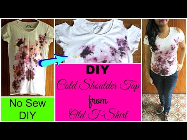 DIY Cold Shoulder Top at Home | Convert T-Shirt into a Cold Shoulder Top in 5 Minutes ( No Sew DIY)