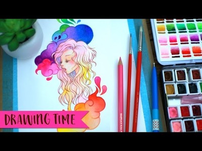 Drawing time - Watercolor illustration for Tianna #2
