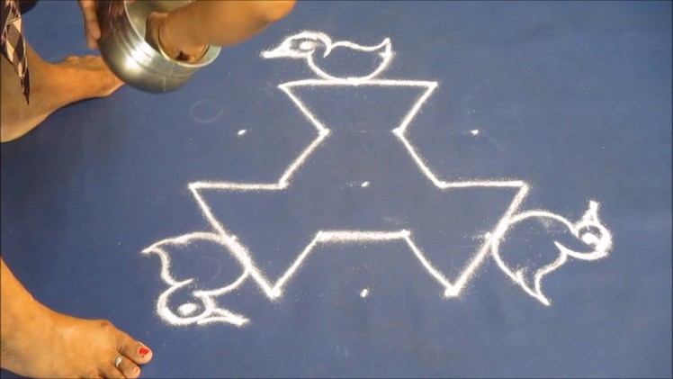 Easy apartment kolam with dots