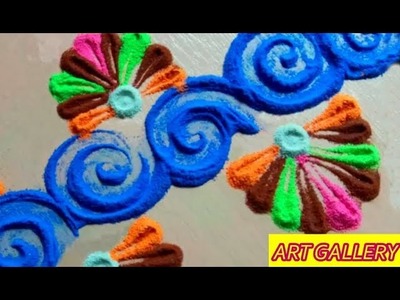 Easy border rangoli design. innovative side kolam design