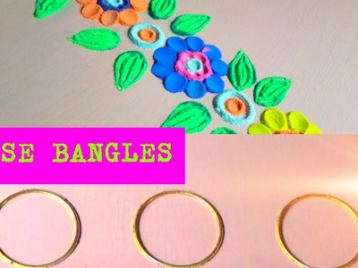 Easy border rangoli using bangles. Easy rangoli designs. Simple kolam designs
