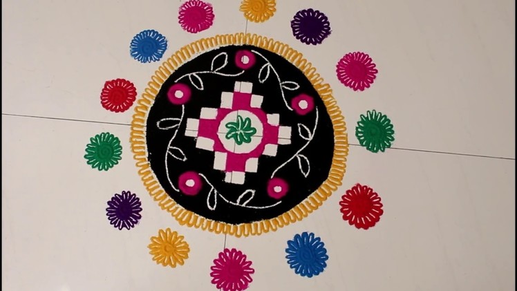 Easy Circle Making in Rangoli || Rangoli Design 2017