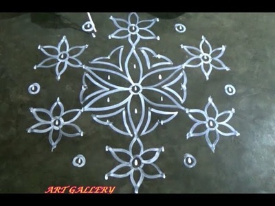 Easy Rangoli designs with dots. Simple Kolam designs