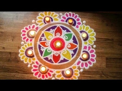 Freehand Diwali rangoli designs with colours