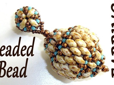 Handmade earring with beads - Beaded bead earring - Beaded bead with seed beads and Mini Duo beads -