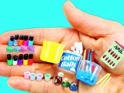 How to make 100% Real Miniature Nail Care Supplies, Nail Polish - 10 Easy DIY Miniature Doll Crafts
