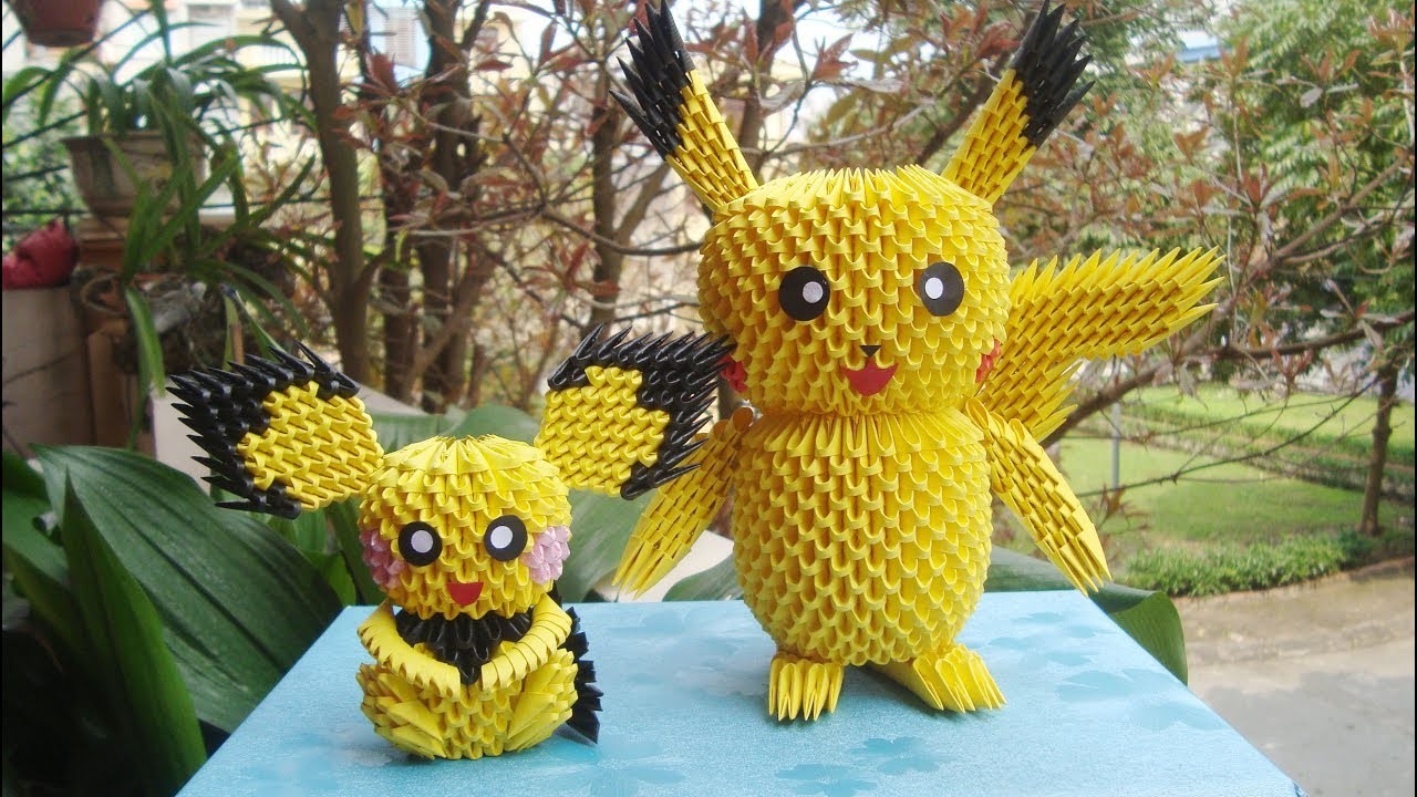 how-to-make-3d-origami-pikachu-c-mo-hacer-3d-origami-pikachu