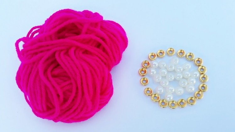 How To Make Designer Pearls Woolen Earrings At Home | DIY | Jewelry Making | Crafts | Uppunuti Home
