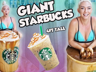 JUMPING INTO A REAL GIANT STARBUCKS ICED COFFEE! WORLDS LARGEST STARBUCKS ICED COFFEE!