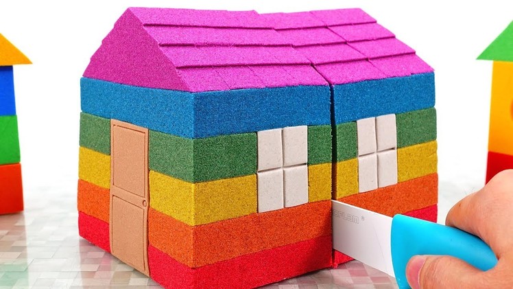 Kinetic Sand Rainbow House Play Mobile Surprise Toys Learn Colors for Kids
